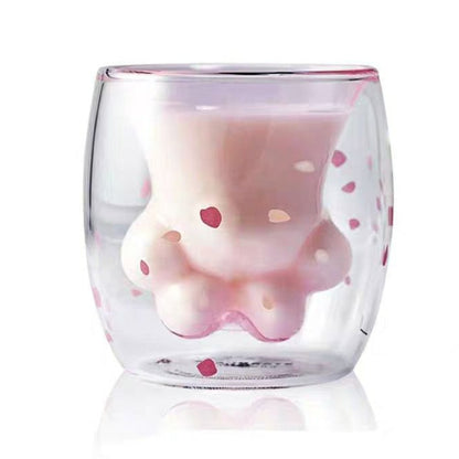 Kawaii Cherry Blossom Cat Paw Cup