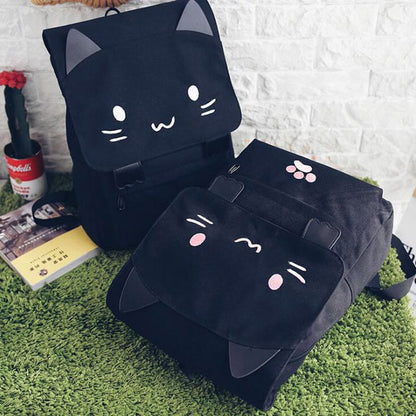 Kawaii Black Cat Cat Backpacks