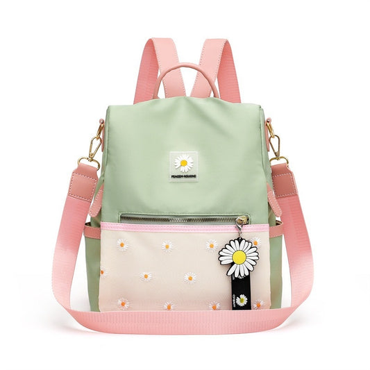 Kawaii Pink and Green Daisy Oxford Backpack