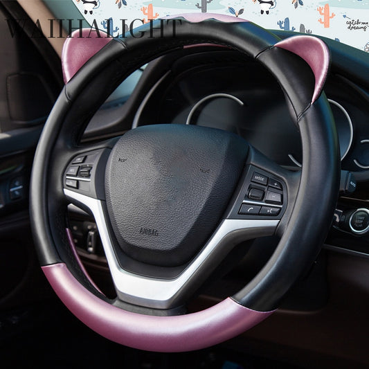 Kawaii Pink Cat Steering Wheel Cover