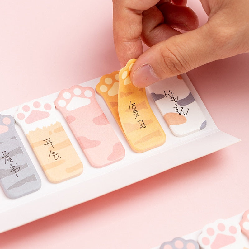 Peeling Off a Kawaii Cat Paw Sticky Note