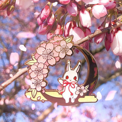 Kawaii Cherry Blossom Bunny Enamel Pin