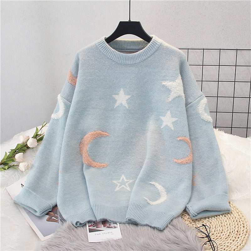 Kawaii Pastel Moon & Stars Sweater
