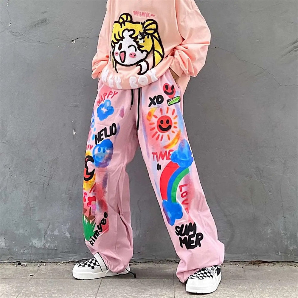 Kawaii Pink Harajuku Graffiti Pants
