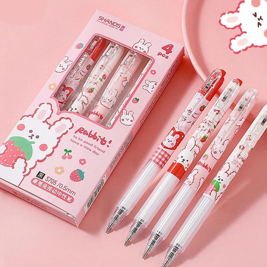 Kawaii Pink Strawberry Bunny Gel Pens