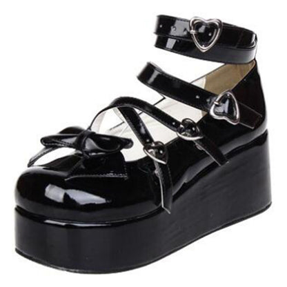 Kawaii Black Mary Janes Wedges