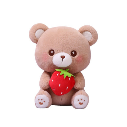 Kawaii Bear Plushie Holding a Strawberry