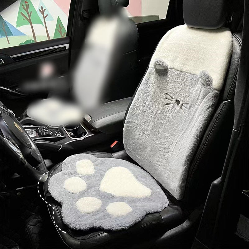 Kawaii Grey Cat Car Seat Cover Set