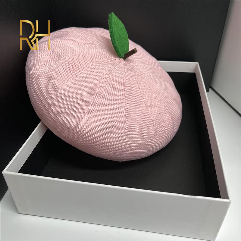Kawaii Pink Knit Fruit Beret Hat