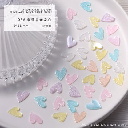 Kawaii Hearts Shiny Pastel Nail Charms