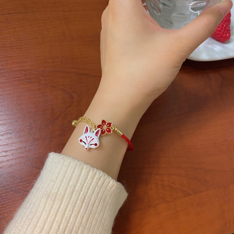 Kawaii Kitsune Fox Bracelet on a Wrist