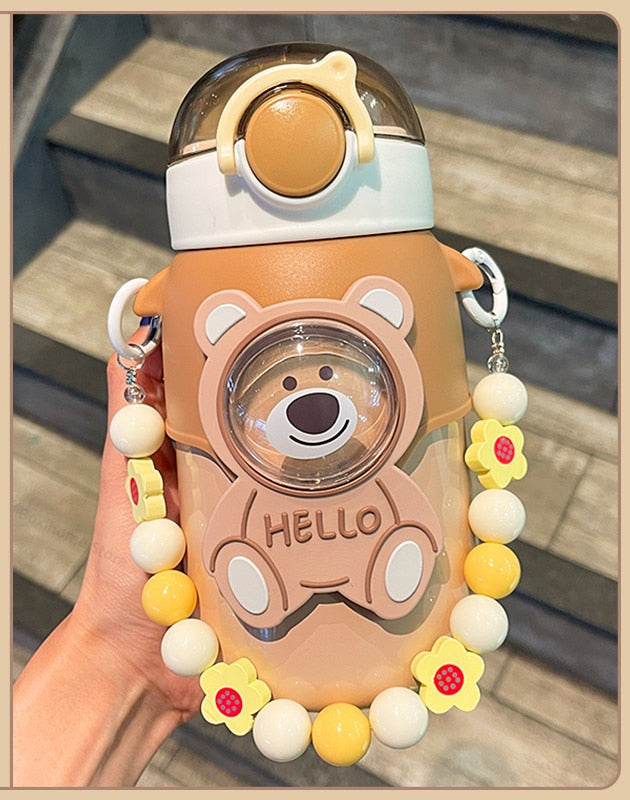 Kawaii Brown Bear Stainless Steel Water Bottle