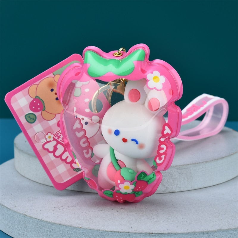 Kawaii Strawberry Bunny Doll Keychain