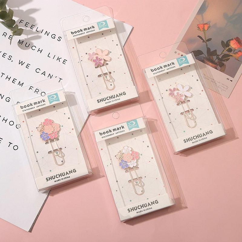 Kawaii Cherry Blossom Paper Clips in Packages