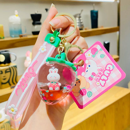 Kawaii Sweet Strawberry Doll Keychain With Bunny Inside