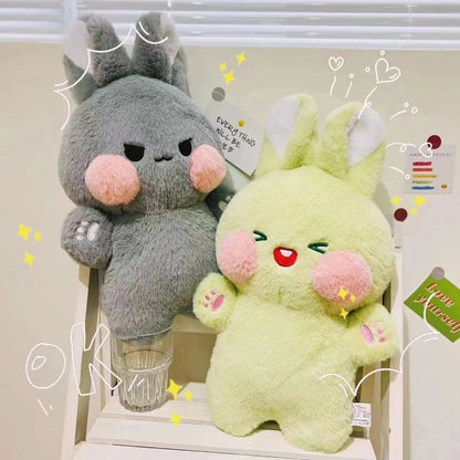 Kawaii Grey and Green Funny Bunny Plushies