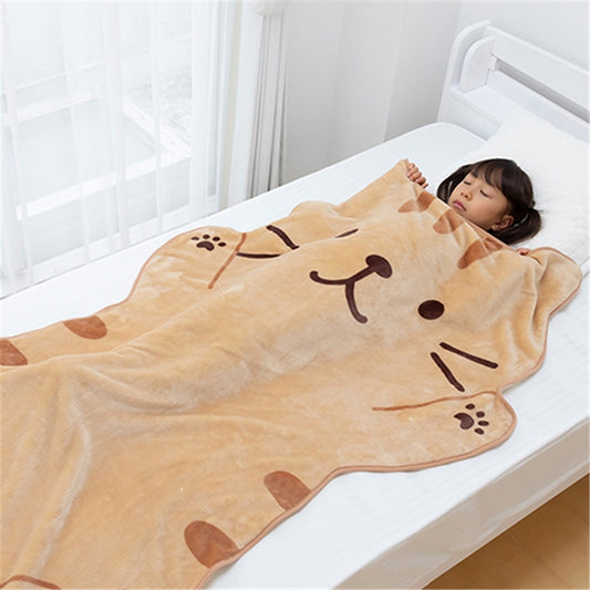 Girl sleeping with Kawaii Neko Flannel Blanket