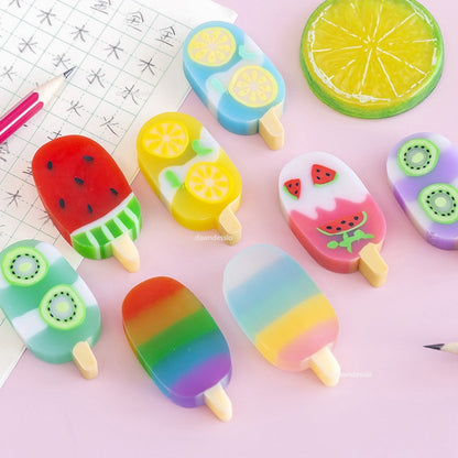 Kawaii 4 Pcs/Set Ice Cream Rubber Erasers