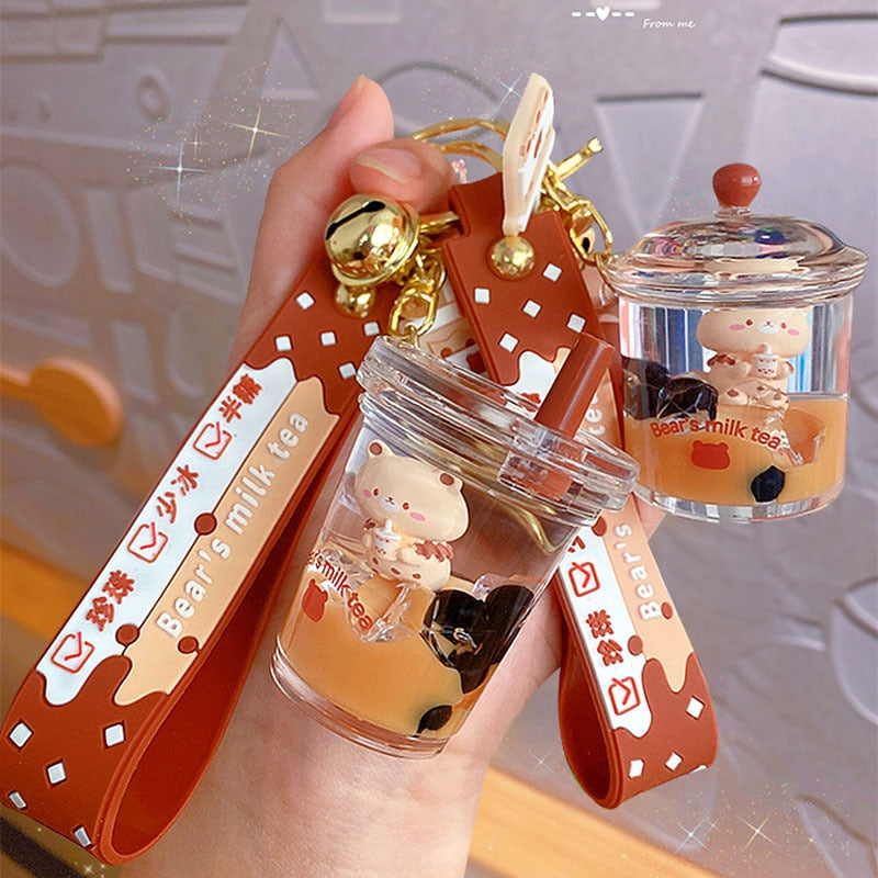 Kawaii Boba Tea Bear Keychains