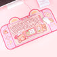 Kawaii Pink Bear Desk Pad on a Desk