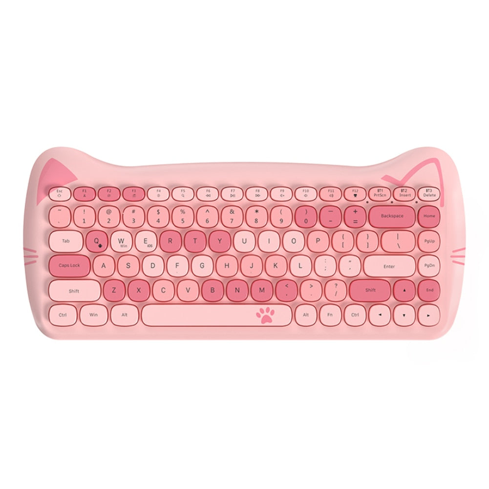 Kawaii Pink Cat Shaped Wireless Keyboard
