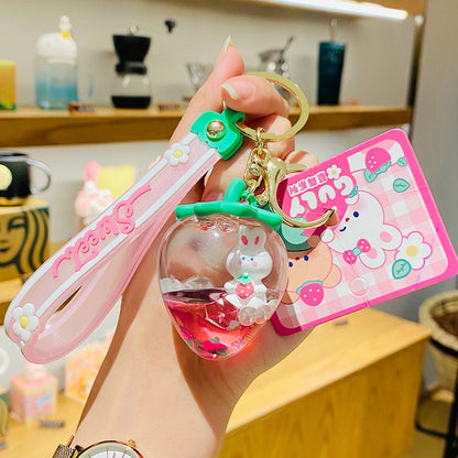 Kawaii Sweet Strawberry Doll Keychain With Bunny Inside