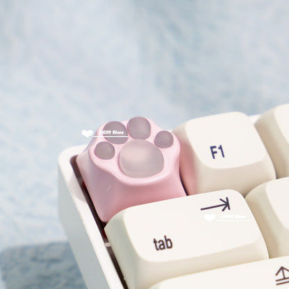 Kawaii Pink and Clear Cat Paw Key Caps