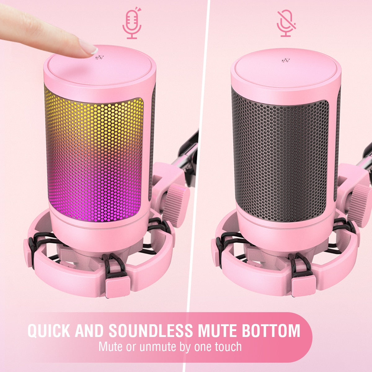 Kawaii Pink Condenser Microphone Mute Button