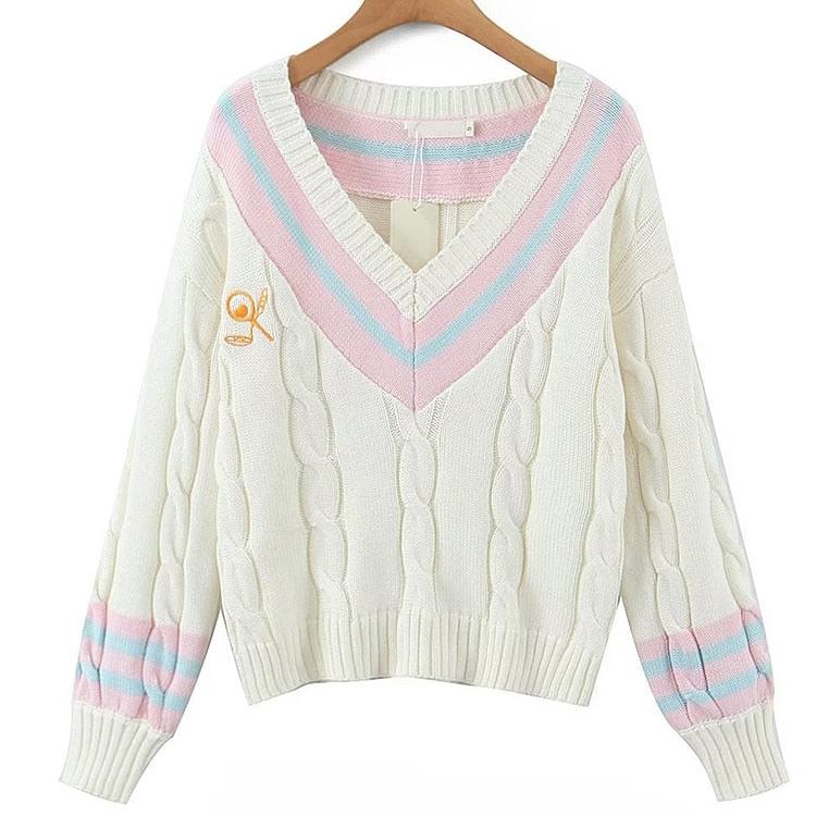 Kawaii Pastel V Neck Sweater