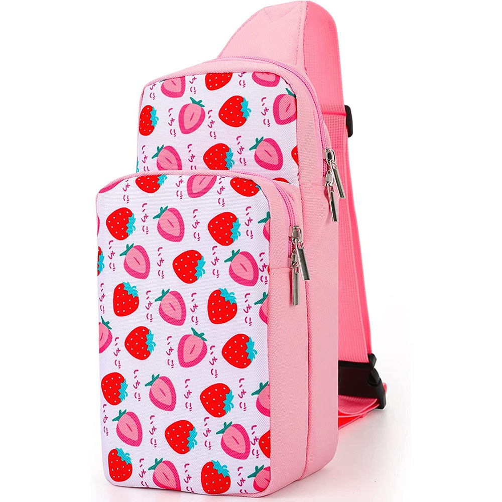 Kawaii Pink Strawberry Nintendo Switch Backpack