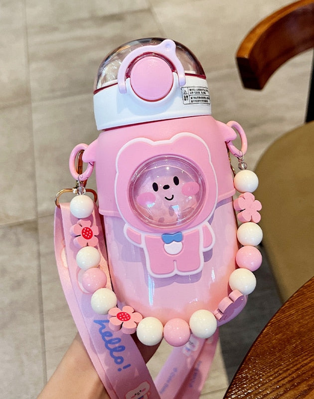Kawaii Pink Bear Stainless Steel Water Bottle