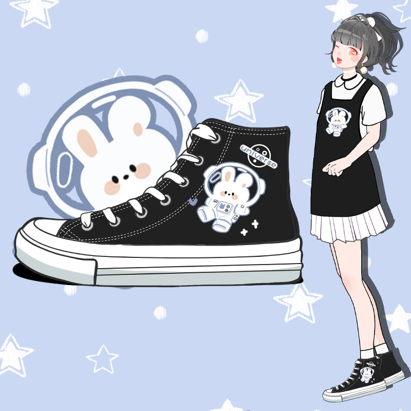 Kawaii Space Bunny Canvas Shoes