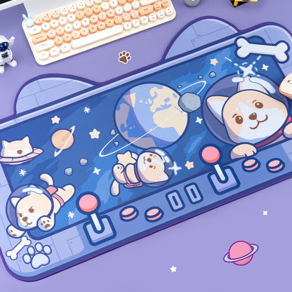 Kawaii Shiba Inu in Space Desk Pad