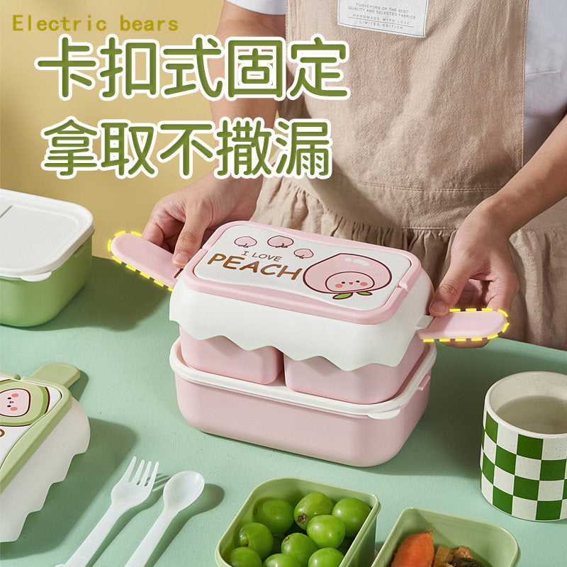 Kawaii Strawberry Cute Girl Lunch Box Popular Pink Plastic Bento Box For  Women Office Use Female