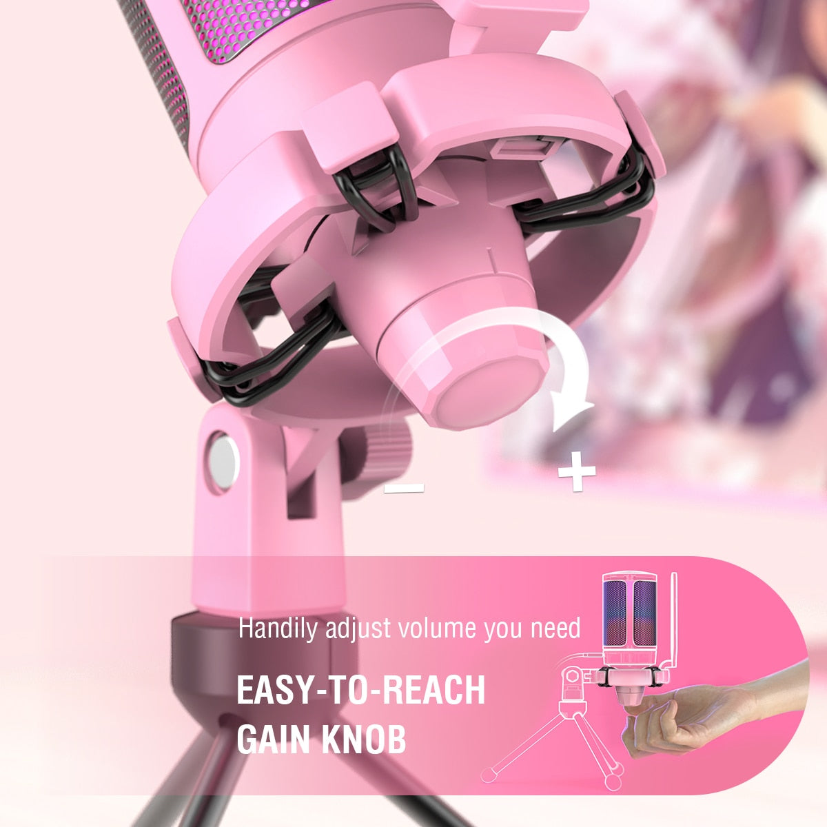 Kawaii Pink Condenser Microphone Gain Knob