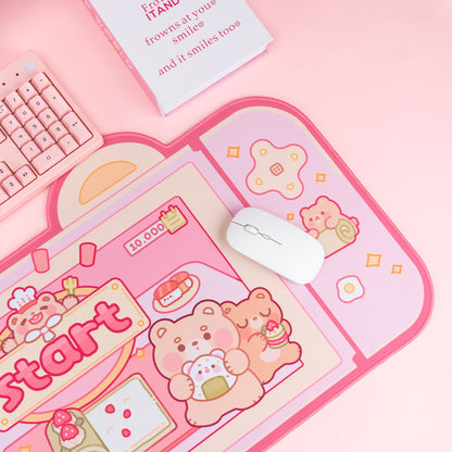 Kawaii Pink Bear Desk Pad