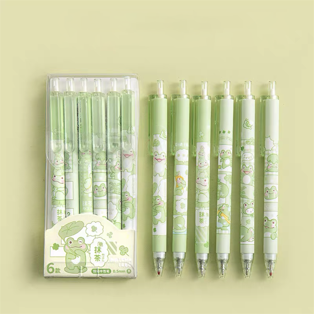Kawaii Green Frog Gel Pens in a Pack