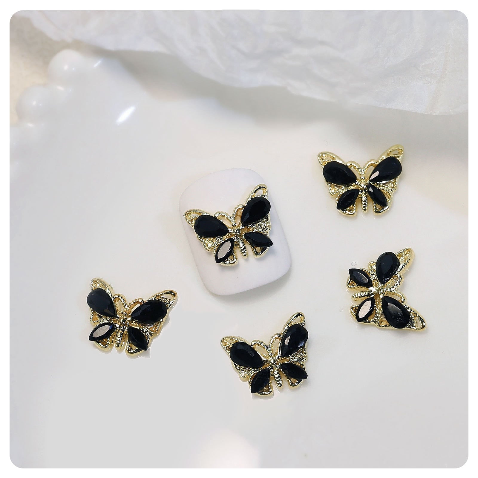 Kawaii Black Butterfly Nail Charms