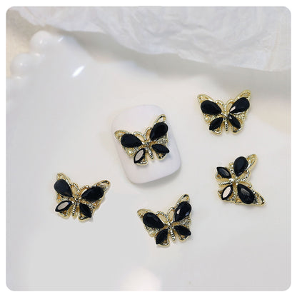 Kawaii Black Butterfly Nail Charms