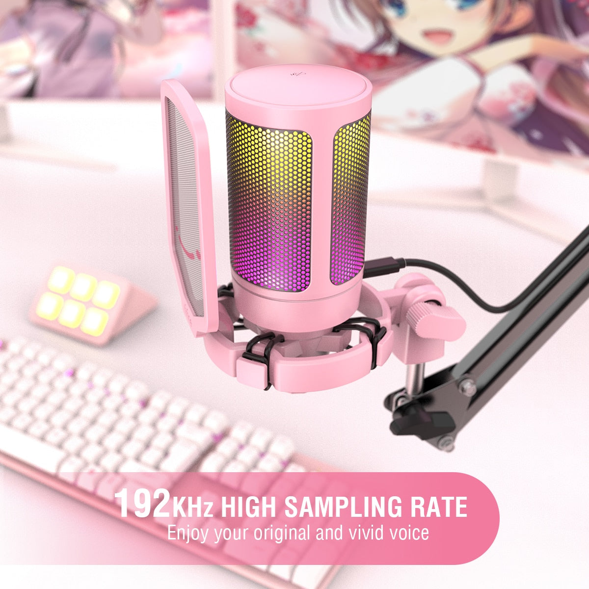 Kawaii Pink Condenser Microphone 192 HKz High Sampling Rate