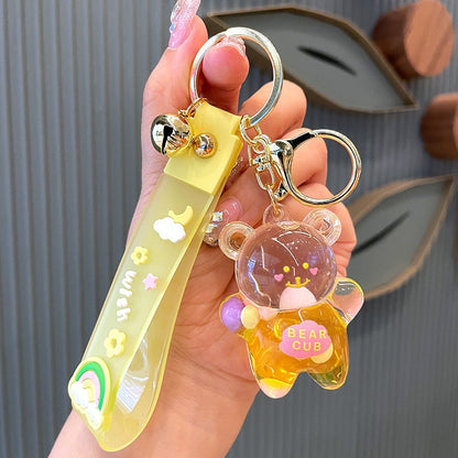 Kawaii Yellow Chubby Bear Quicksand Keychain