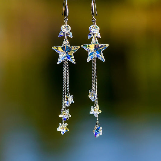 Kawaii Crystal Star Dangling Earrings