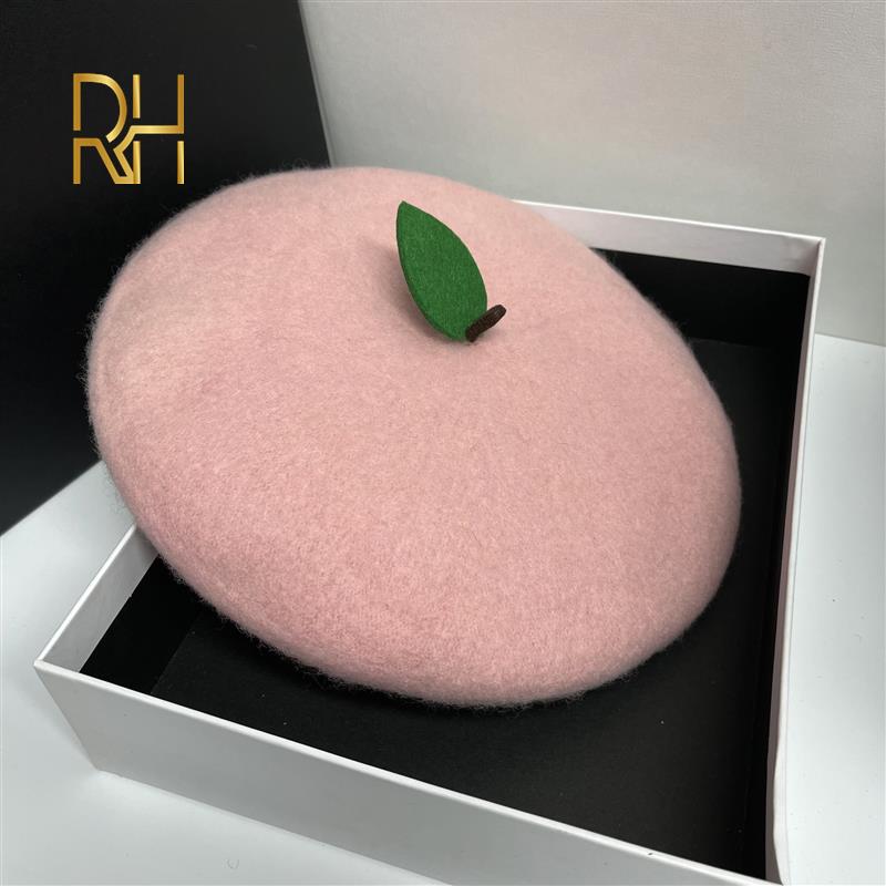 Kawaii Pink Wool Fruit Beret Hat