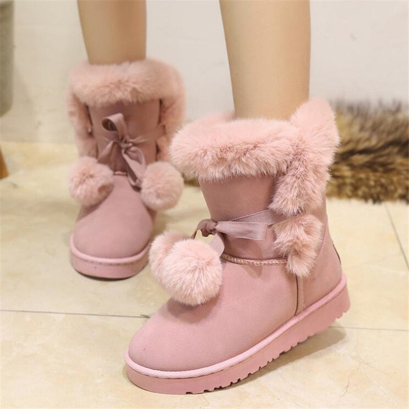 Kawaii Furry Pink Winter Boots