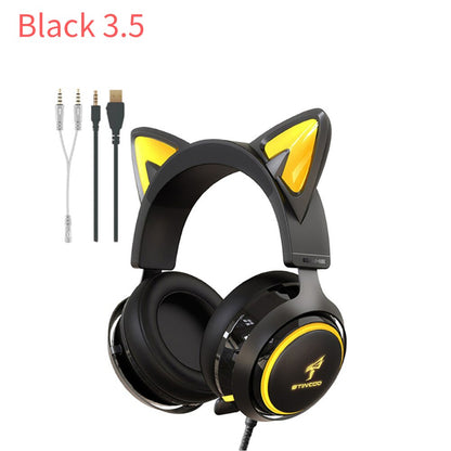 Kawaii Black Luminous Cat Ears Headphones