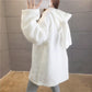 Back View of Kawaii White Loose Bunny Hoodie