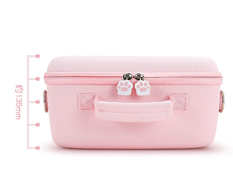 Kawaii Pink Cat Paw Gaming Suitcase Side View