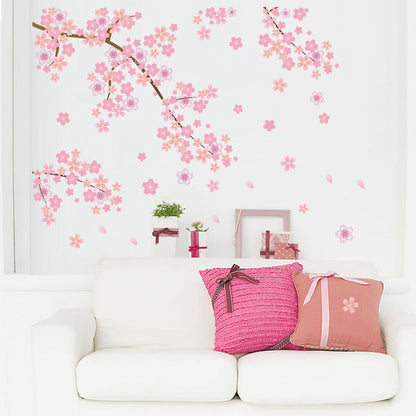 Kawaii Cherry Blossom Wall Decal Above a Couch