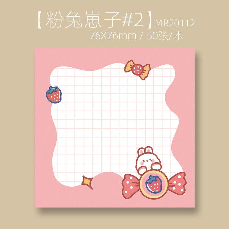 Kawaii PInk Bunny and Strawberry Sticky Notes