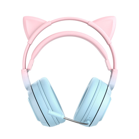 Kawaii Pink Bluetooth Cat Headphones With Microphone
